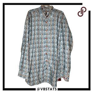 Visconti Black Men's Music Note Long Sleeve Button Up Shirt Multicolor Size 2XLT